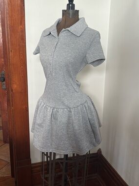 SHEIN Heather Gray Polo Collar Mini Dress